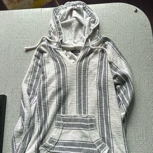 Hippie light sweatshirt with hood, gray, and white